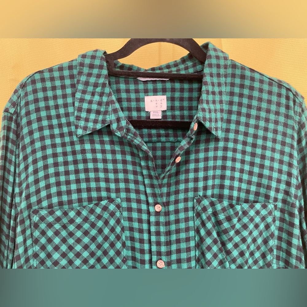 A New Day, plaid shirt, green and black, xxl, great used condition